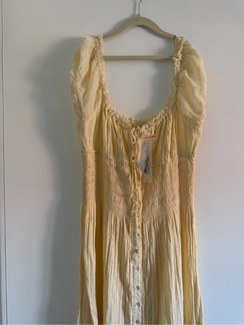 NWT BDG Pale Yellow Puff-Sleeve Maxi Dress